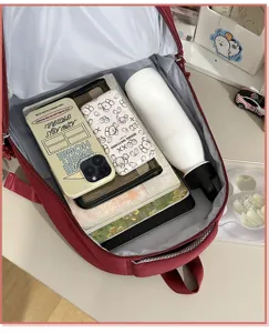 Korean style solid color backpack large capacity school bag for students daily use and travel.