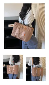 Sac cabas à carreaux rétro style coréen grande capacité sac bandoulière de voyage pratique