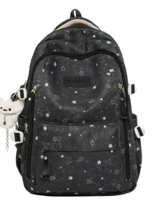 Star print school backpack for teenage girls, casual daily travel book bag with multi pockets.