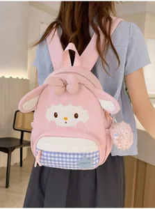 Joli sac à dos rose mouton kawaii pour fille mignon nœud cartable style doux quotidien