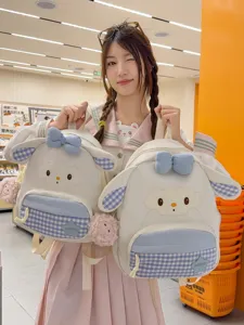 Sac à Dos Mignon en Forme d'Agneau Style Japonais Ins pour Enfants Filles Sac à Dos d'École et de Voyage en Nylon Cousu Doux Avec Pendentif en Peluche
