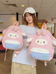 Joli sac à dos de style japonais avec design de mouton mignon pour étudiants, cartable rose.
