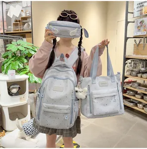 Leuke set van sterrenprint rugzak shopper en etui voor studenten dagelijks gebruik.