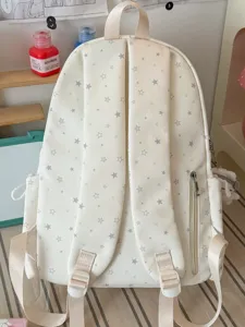 White star pattern backpack casual school daypack cute student travel bag cute daypack