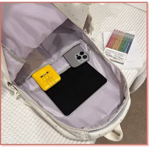Sternenmuster Schulrucksack Innendetails, große Kapazität Student Freizeit Tasche Design.