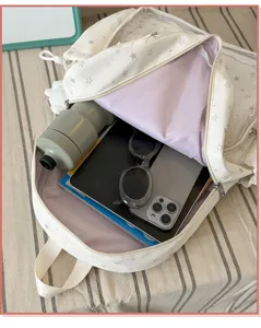 Detailed view of the clear ita backpack interior capacity showing spacious storage for daily items.