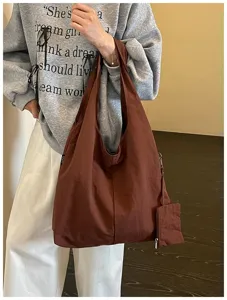 Borsa a tracolla marrone stile coreano grande capienza shopper casual per ogni giorno