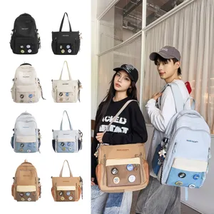 Ensemble de sac à dos et sac bandoulière de style coréen pour étudiants adolescents