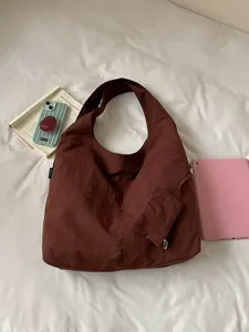 Borsa shopper marrone stile coreano borsa a tracolla vintage casual da donna grande capacità