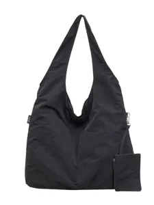 Borsa a tracolla nera morbida stile casual hobo con piccola pochette per uso quotidiano.
