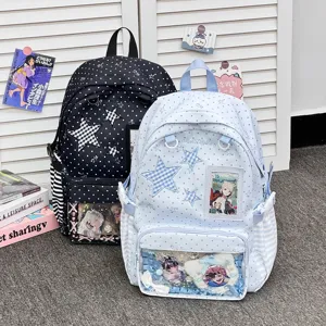 Japanese sweet polka dot star ita bag anime aesthetic student school backpack with clear window display