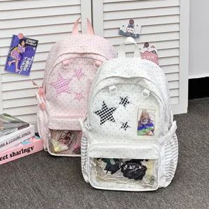 Japanese Sweet Polka Dot Star Ita Bag Clear Window Anime Convention Student Backpack