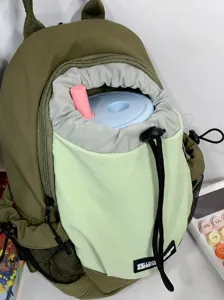 Koreanisches Dopamin Farbblock Kordelzug Mini Rucksack Detail für Outdoor Camping und Studenten