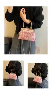 New Chinese style vintage bamboo handle kiss lock shoulder bag for women evening party wear.