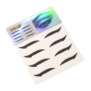 Self-adhesive black glitter eyeliner stickers for stage party eye makeup and cosplay looks.