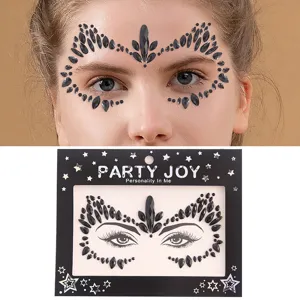 Schwarze Strass Gesichtssteine Aufkleber temporäre Gesichtsjuwelen für Party Make-up Kostüm.