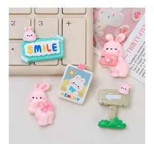 Cute cartoon resin bunny cabochons for DIY phone case cream glue craft accessories.