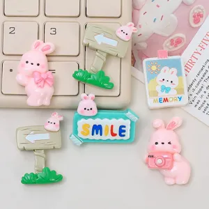 Cute Cartoon Rabbit Resin Charms DIY Cream Glue Phone Case Accessories Craft Jewelry Making Material Package
