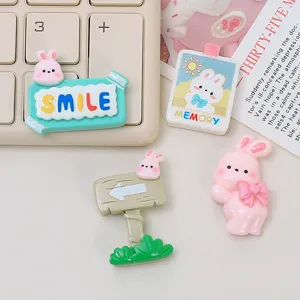 Cute cartoon bunny resin cabochons DIY cream glue phone case accessories craft supplies