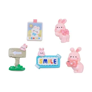 Cute pink rabbit resin cabochons flatback DIY craft accessories and phone case decor.