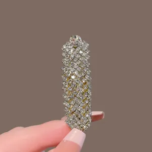 Elegant crystal rhinestone hair clip barrette for women, sparkling side bangs hair accessory
