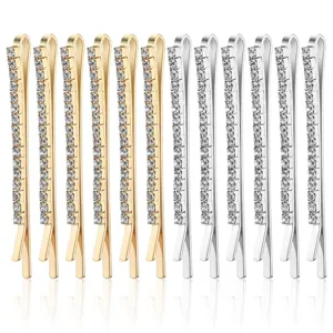 Glitzernde Strass Haarnadeln Set goldene und silberne Kristall Haarspangen Metall Accessoire