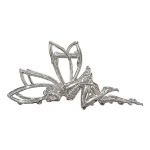 Silver fairy hair claw clip metal angel hair catch rhinestone elegant crystal hair accessory