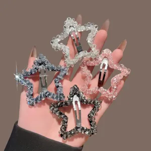 Pince à cheveux étoile en strass scintillant pour femme, barrette cristal brillante.