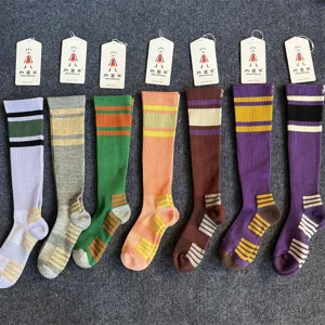 Merino Wool Striped Knee High Socks Vintage Preppy Style Thermal Outdoor Sports Skiing Long Stockings For Women