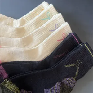 Merino wool thermal mid-calf socks for women winter thick fleece bow colorful outdoor detail