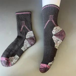Merino wool winter warm thermal mid-calf outdoor thick thermal socks for women detail view.