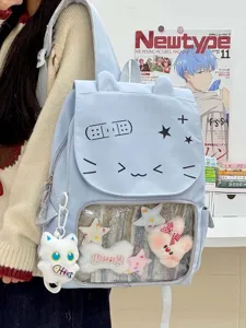 Stile coreano carino orecchie di gatto ita borsa grande capacità zaino studenti trasparente