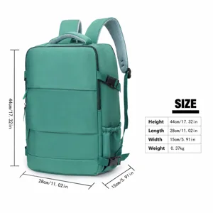 Unisex casual minimalist travel backpack school bag with practical size parameters green