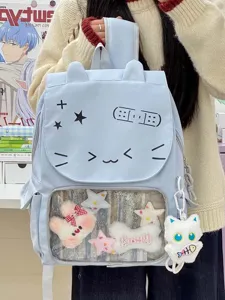 Zaino Ita con orecchie di gatto Kawaii e finestra trasparente, borsa scolastica carina