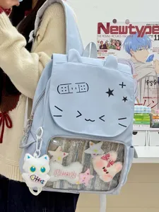 Stile coreano simpatiche orecchie di gatto trasparente ita zaino grande capacità borsa