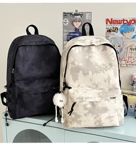 Casual tie-dye canvas backpack large capacity school bag for students stylish daypack