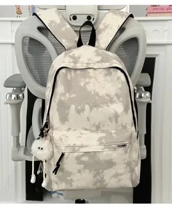 Fashionable tie-dye backpack for students and daily commuting with large capacity.