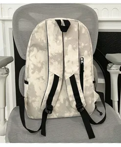 Tie-dye casual backpack detail, large capacity school bag for daily commute and use.