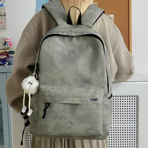 Grey tie-dye backpack large capacity casual school daypack for student commute stylish