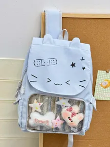 Zaino Ita stile coreano carino con orecchie di gatto e finestra trasparente per ragazze.