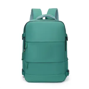 Unisex casual green backpack for school travel and daily commute with multi-pocket design