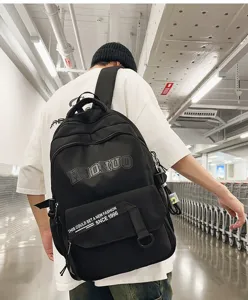 Retro large capacity canvas backpack for students, versatile college style travel bookbag.