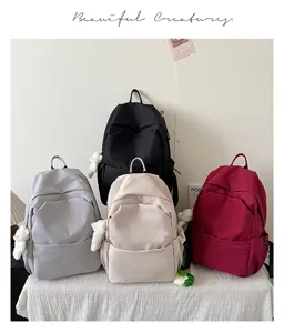 Casual large capacity solid color backpack for students, multi-color school bag daily use.
