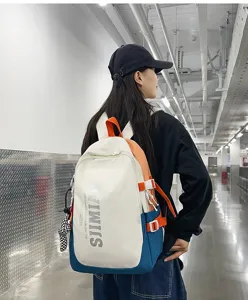 Large capacity color-blocked student backpack casual computer school bag for daily use