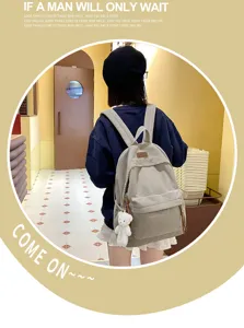 Corduroy backpack large capacity school bag casual travel rucksack for women daily use