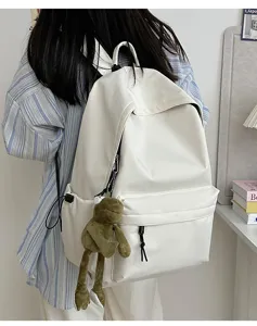 Minimalist white student backpack large capacity casual daypack for school travel