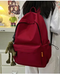 Casual large capacity solid color backpack for students, simple daily school bag for men and women
