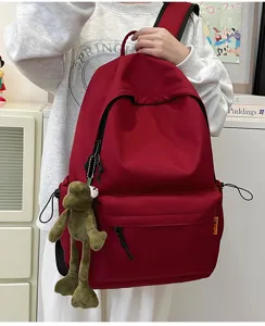 Large capacity minimalist solid color backpack stylish school bag for students casual daily use
