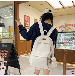 Corduroy backpack large capacity school bag casual travel daypack for women chic daily use