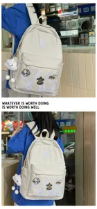 Casual canvas backpack for women men, large capacity student school bag, stylish travel daypack.